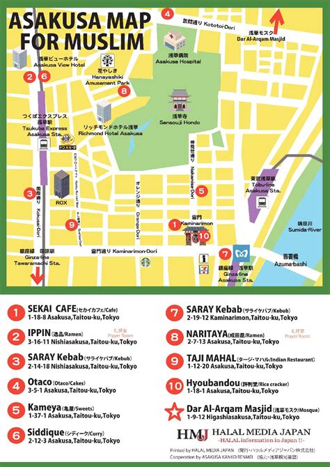 HMJ has created "ASAKUSA MAP FOR MUSLIM" | Halal Media Japan