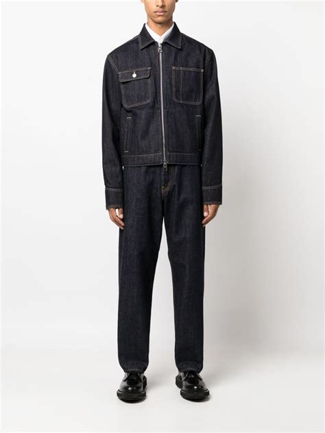 Alexander McQueen Zip Up Denim Jacket Blue FARFETCH