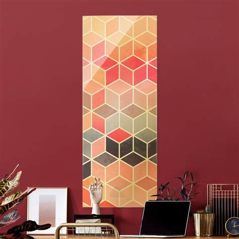 Goldene Geometrie Buntes Pastell Glasbild Im Hochformat Kaufen