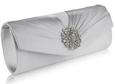 Silver Satin Evening Clutch Bag 381 Sassy Bags Uk