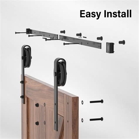 Winsoon Ft Single Wood Sliding Barn Door Hardware Basic Black Big