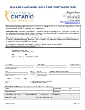 Fillable Online Unattached Participant Registration Form Fax