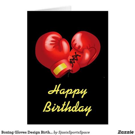 Boxing Gloves Design Birthday Card Zazzle In 2022 Birthday Cards