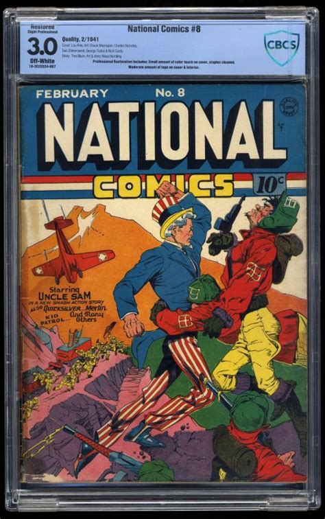 National Comics 8 Cbcs Gdvg 30 Off White Restored Classic Lou Fine