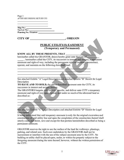 Utilities Easement Us Legal Forms