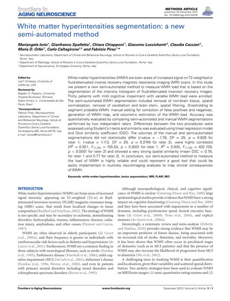 Pdf White Matter Hyperintensities Segmentation A New Semi Automated