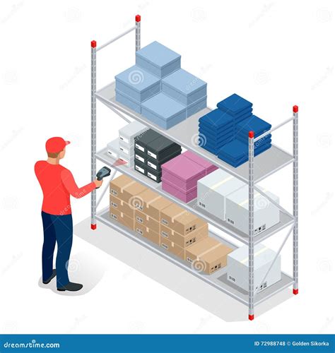 Warehouse Manager or Warehouse Worker with Bar Code Scanner Checking