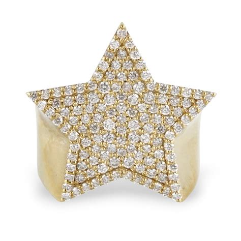 Men S 10k Yellow Gold Diamond Star Ring Grimal Jewelry