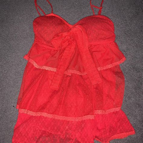 Red Lace Lingerie Top Depop
