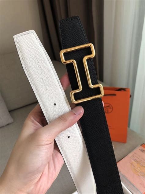 Knockoff Hermes Tonight 38mm Reversible Belt In Blackwhite Epsom