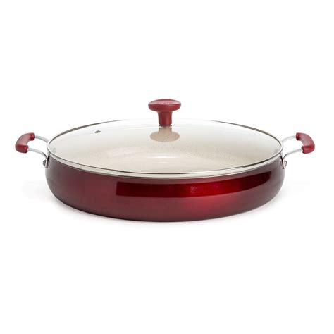 Tasty Clean Ceramic 13" Non-Stick Aluminum Centerpiece Sauté Pan with Glass Lid, Red - Walmart.com