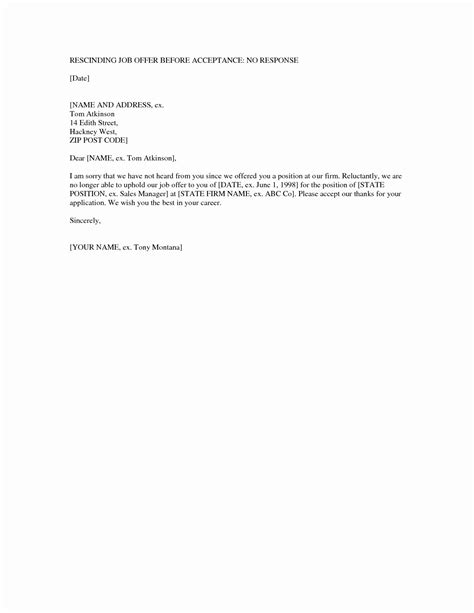 Sample Letter Rescinding Accepted Job Offer