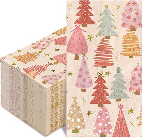 Amazon Anydesign Pack Boho Christmas Guest Napkins Pink Xmas