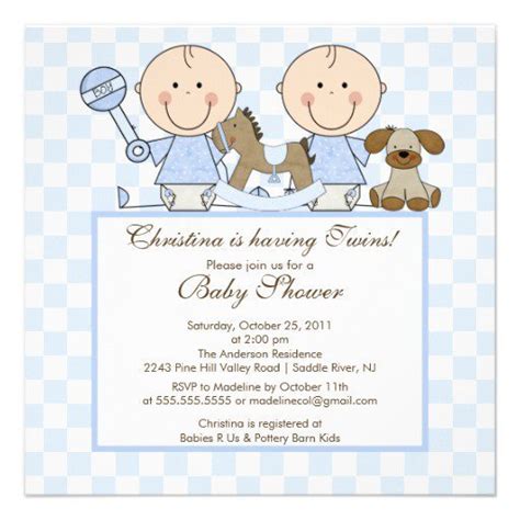 Twin Boy Baby Shower Invitations