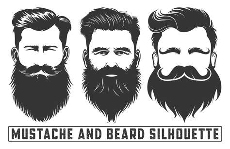 Mustache And Beard Silhouette Bearded Man Face Set Bearded Men Faces