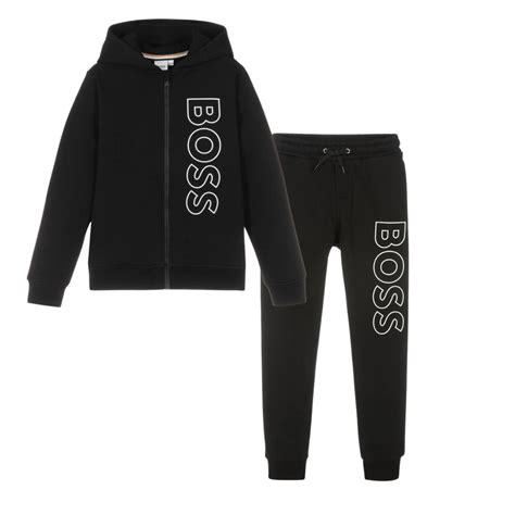 Boss Boys Black Jersey Zip Up Tracksuits Pcz Kids Designerwear