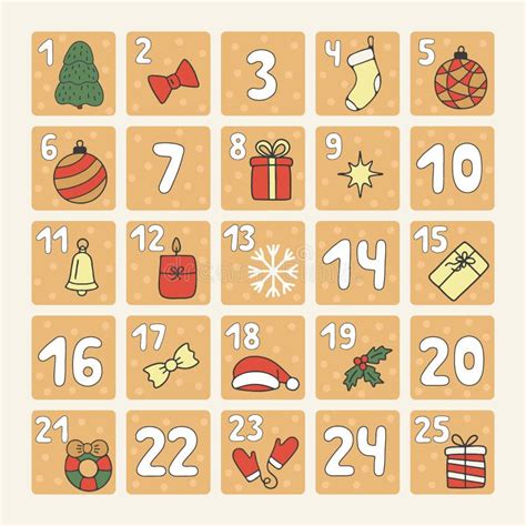 Advent Calendar Countdown Numbers Before Christmas Holiday Winter