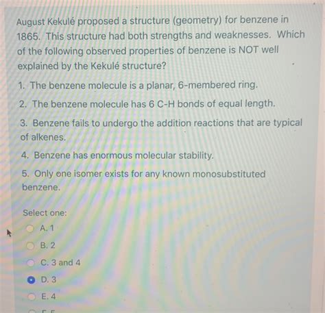Solved August Kekul Proposed A Structure Geometry For Chegg