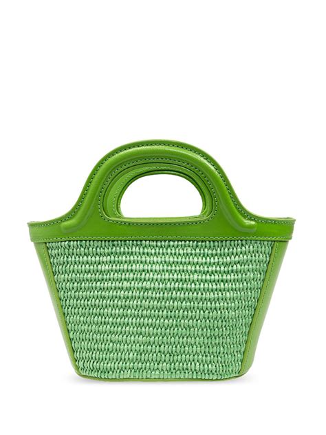 Marni Micro Tropicalia Logo Embroidered Tote Bag Green FARFETCH