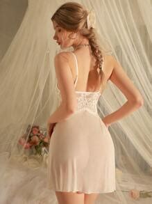 Delicateallure Contrast Lace Harness Mesh Babydoll Sexy Lingerie Dress Bridallingerie Shein Usa