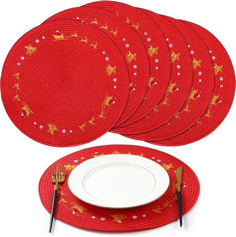 Amazon Tioncy 6 Pcs Plastic Christmas Placemats Round Snowflake