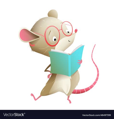 Animal character baby mouse reading kids book Vector Image