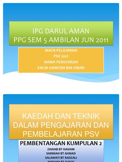 Kaedah Dan Teknik Dalam Pengajaran Dan Pembelajaran Psv Pdf