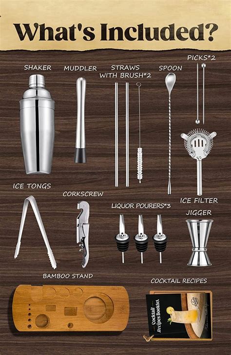 Kitessensu Cocktail Shaker Set Bartender Kit With Stand Bar Set Drink