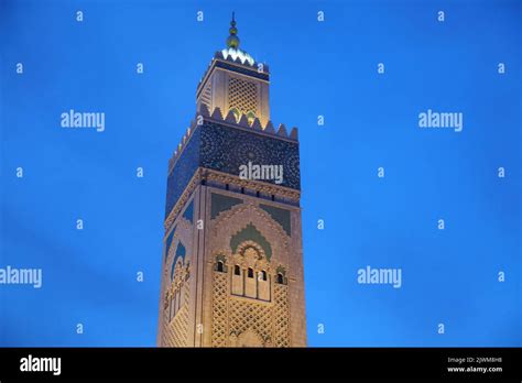 Casablanca Biggest City In Morocco Hassan Ii Mosque Night Illuminated