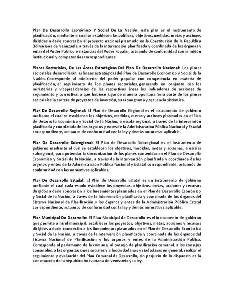 Plan De Desarrollo Económico Y Social De La Nación - Planes Sectoriales
