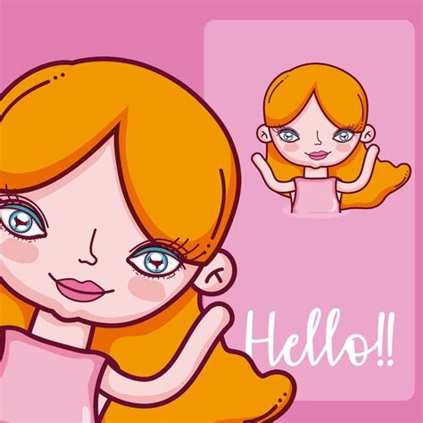 Premium Vector Girl Saying Hello Cartoon