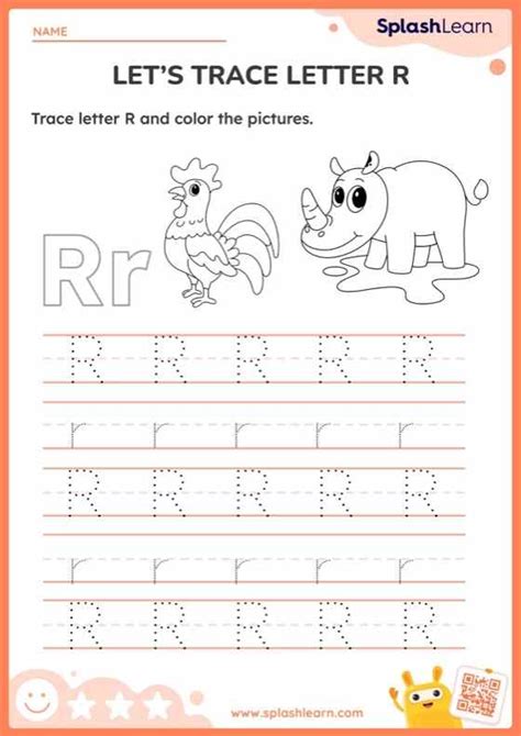 Letter Tracing R Worksheets Free Printable Splashlearn