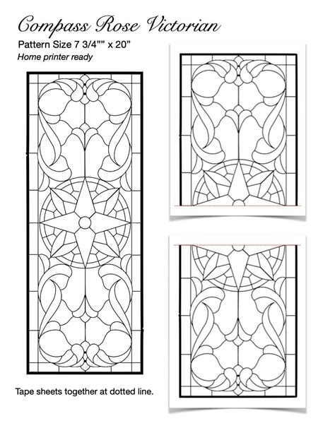 Compass Rose Victorian Stained Glass Pattern Print At Home Etsy In 2024 Stained Glass Diy