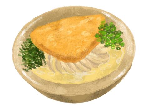 Tofu Dulce Inari Udon Noodle Soué Japonés Ilustración De Comida