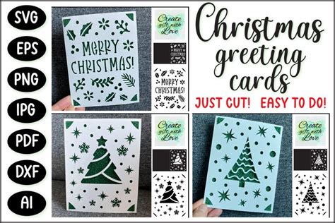 Merry Christmas Card Svg Template Paper Cutting Cricut