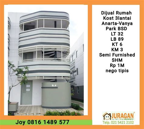 Dijual Rumah Kost Lantai Anarta Vanya Park Bsd Satulisting