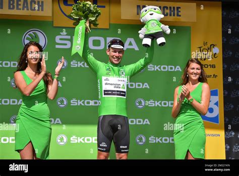 British Mark Cavendish Of Dimension Data Celebrates On The Podium In