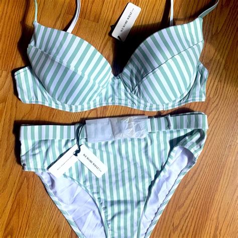 Weworewhat Swim Weworewhat Striped Lydia Underwire Bikini Sz L