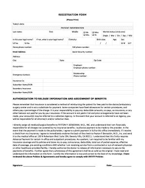 Fillable Online Medical Office Registration Form Bgidoctorb Fax Email