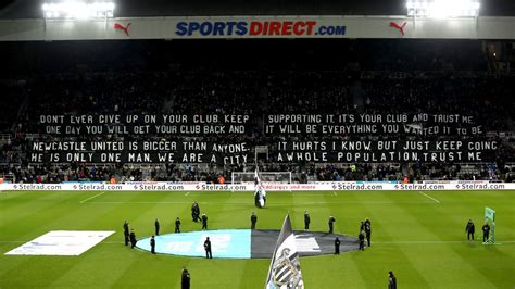 Newcastle fans display giant banner in protest against owner Mike Ashley