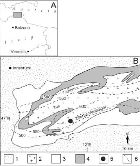 A Location Shaded Box B Schematic Geologic Map Of The Western Tauern