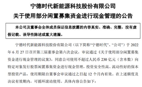 宁德时代用230亿买理财 资金来自近期定增募资 闽南网