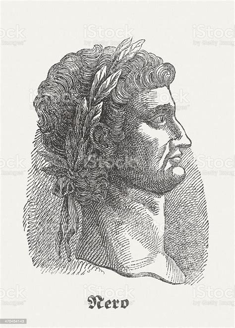 Nero Roman Emperor Wood Engraving Published 1864 Stock Illustration