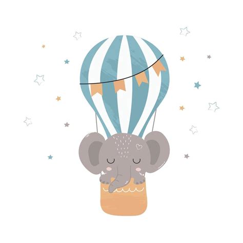 Peque O Elefante Lindo En Un Globo Ilustraci N Infantil Para Carteles