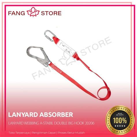 Promo Lanyard Safety Pro Single Absorber Webbing Big Hook Carabiner