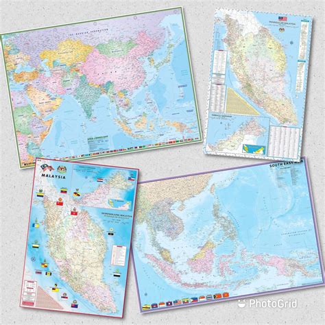 LAMINATED MAP ASIA/MALAYSIA - Gift Souvenir Malaysia