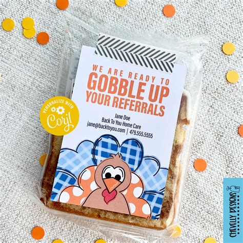EDITABLE - Gobble Up Your Referrals - Thanksgiving Marketing Gift Tags