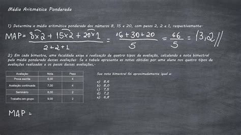 Estatística Média Aritmética Ponderada Resolução 1 YouTube