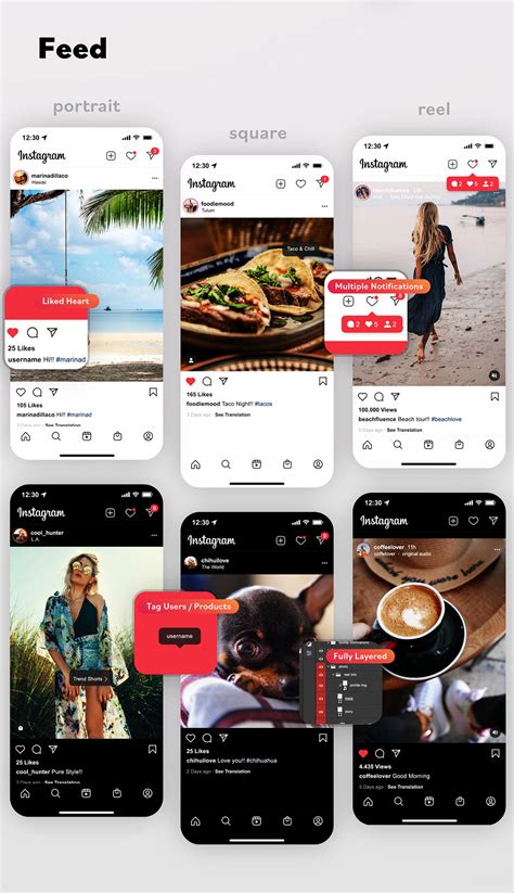 Free Instagram Feed And Profile Psd Ui Lightdark Mode Behance