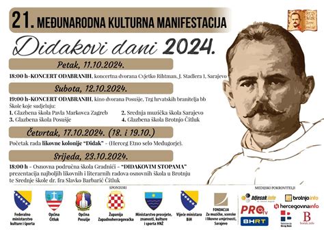 Uskoro počinje 21 međunarodna kulturna manifestacija Didakovi dani